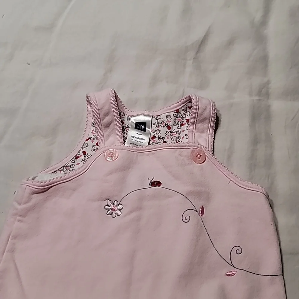 Children girls pink baby gap 6-12‎ months jersey bib overall